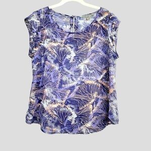 Fairy Sheer Top Feather‎ Print Drape Twilight Bloom Airy Purple L Charlie Jade